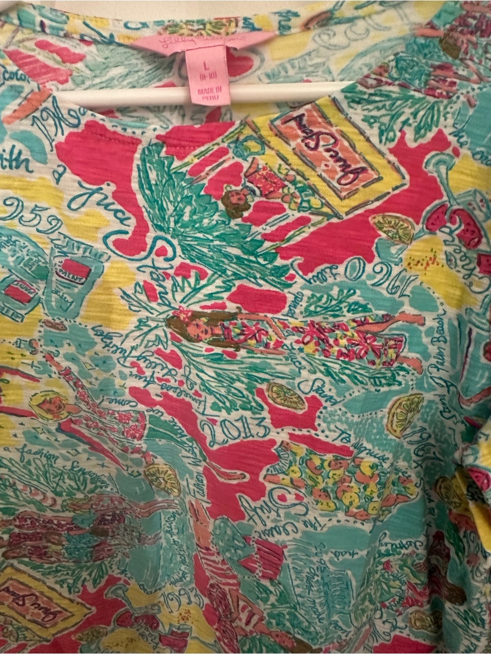 Lilly Pulitzer Bright Turquoise, Pink & Yellow Floral Print Top - Picture 3 of 4